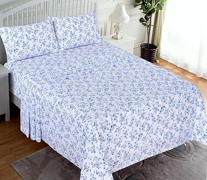 RUVANTI 100% Cotton Twin XL Sheet Sets, 3 Pieces, Soft & Breathable Percale Weave Bedding, Deep Pocket 16", Hotel Standard, Crisp Cool Feel, Durable, Perfect Size Floral Sheets, Annual