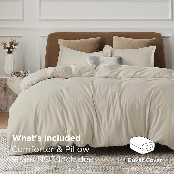 Bedsure Duvet Cover California King Size - Only Includes 1 Duvet Cover (104"x98"), Hotel Luxury Soft Double Brushed All Season Bedding for Kids & Adults, Zipper Closure, NO Comforter, Linen