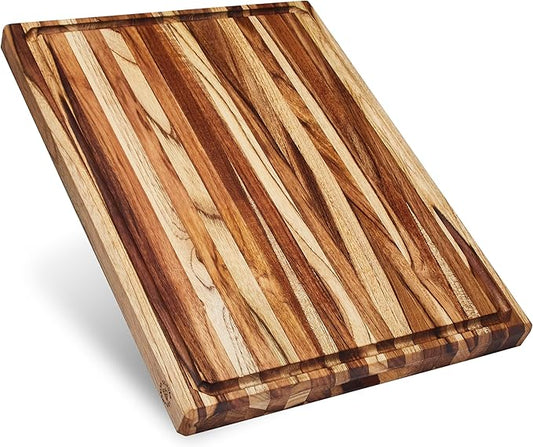 Sonder Los Angeles, XL Thick Teak Wood Cutting Board for Kitchen with Juice Groove, Sorting Compartments, Charcuterie Cheese Board 20x15x1.5 in (Gift Box Included)
