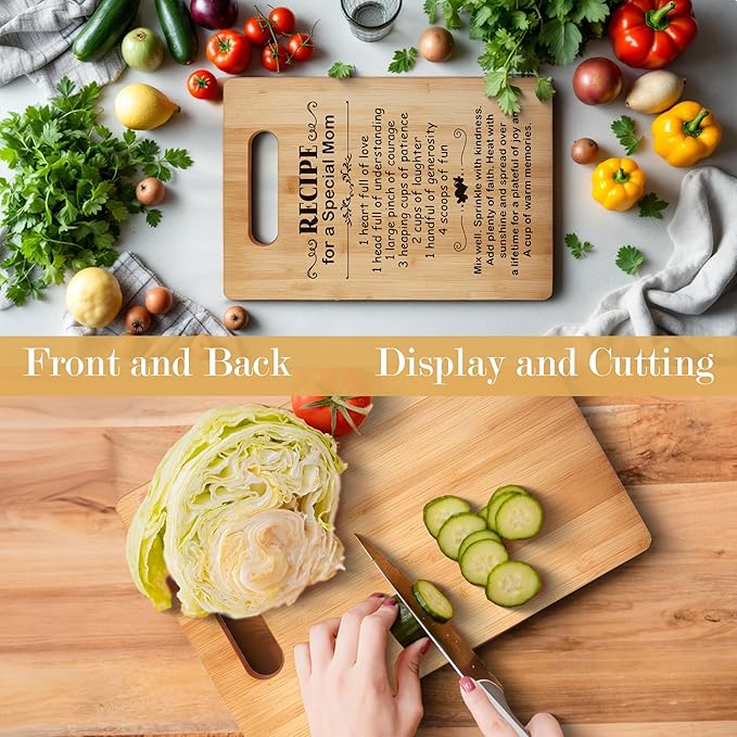 Gifts for Mom, Mom Cutting Board, Best Mom Gifts, Christmas Birthday Gifts for Mom, Kitchen Gifts for Mom, Mom Gifts from Daughter Son, Recipe for a Special Mom Bamboo Cutting Boards for Kitchen
