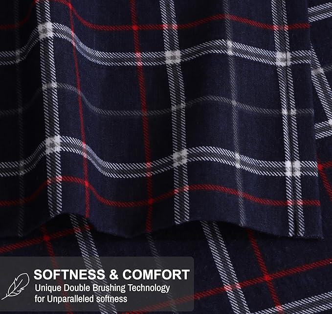 RUVANTI Flannel Sheets California King Size - 100% Cotton Brushed Cal King Bed Sheets Set - Deep Pockets 14 Inches - All Seasons Breathable & Extra Soft - Warm & Cozy, 4 Piece, Yankees Blue