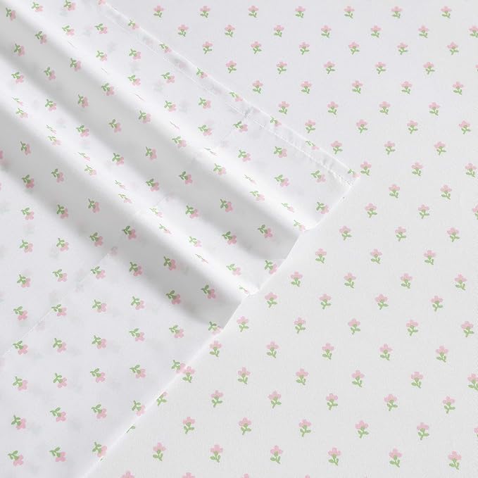 Laura Ashley Kids - Twin XL Sheet Set, Soft & Wrinkle-Resistant Toddler Bedding Set, Deep Pockets, Girl Bed Sheets with Matching Fitted Sheet & Pillowcase (Wood Violet Green)