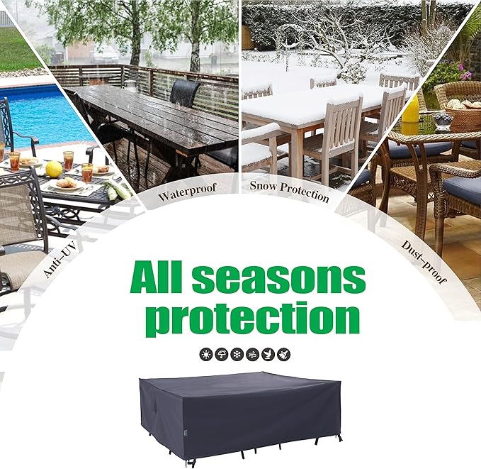 F&J Outdoors Patio Furniture Covers Waterproof UV Resistant Rip-stop Fabric Outdoor Furniture Cover, Grey, 100"Wx100"Dx27.5"H
