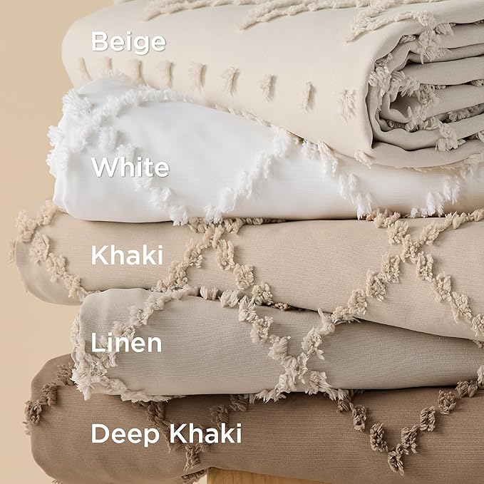 Bedsure Boho Duvet Cover Full Size - Beige Breathable & Soft Boho Bedding, Machine Washable Comforter Cover for All Seasons, Includes 1 Duvet Cover 80"x90" with 2 Pillow Shams & Zipper Closure
