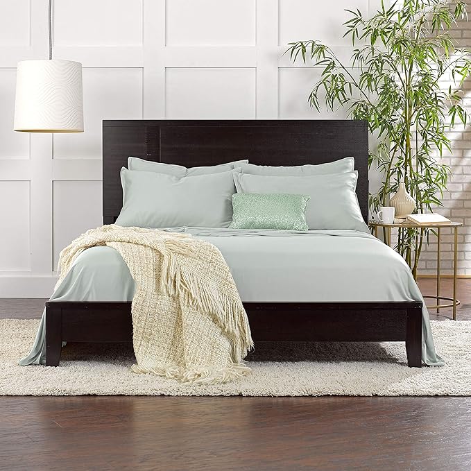 Pure Bamboo Short Queen Sheets for RV Camper (60"x75") - Genuine 100% Organic Viscose Derived from Bamboo Bed Sheet Set, Soft & Cooling, 2 Year Quality Promise (Short Queen, Sea Glass)