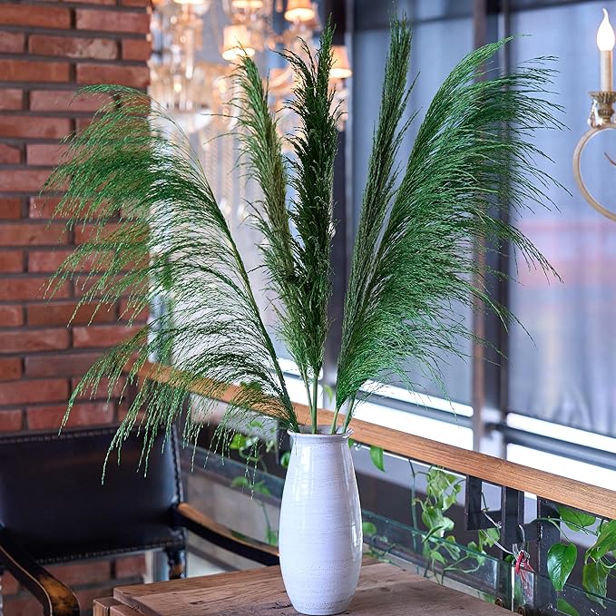 Pampas Grass Decor Tall,Long Pampas, Large Pompas Floral, Elegant Feather Flowers for Wedding Decorations, Living Room Decor (Natural Green, 8pcs 31.5"(80cm))