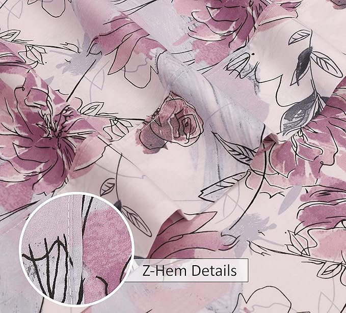 RUVANTI 100% Cotton Split King Sheets Sets for Adjustable Bed, 5 PCs, Soft & Breathable Percale Weave Bedding, Deep Pocket 16", Hotel Standard, Crisp Cool Feel & Durable, Floral Sheet, Lilac Floral
