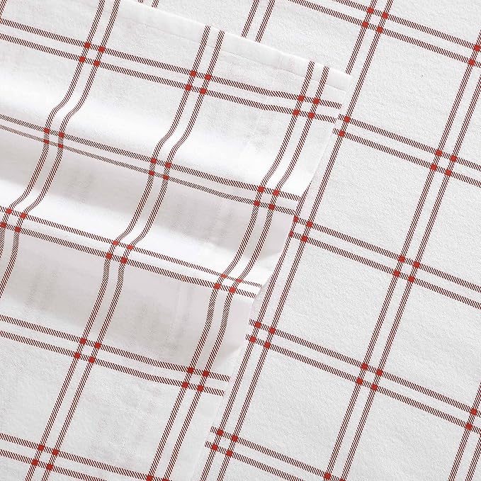 Eddie Bauer - Flannel Sheets Twin XL Size, Anti-Pilling & Wrinkle Resistant Cotton, Touchably Soft for All-Season Comfort - Bed Sheets with Matching Pillowcase & Fitted Sheet (Westridge Plaid Orange)