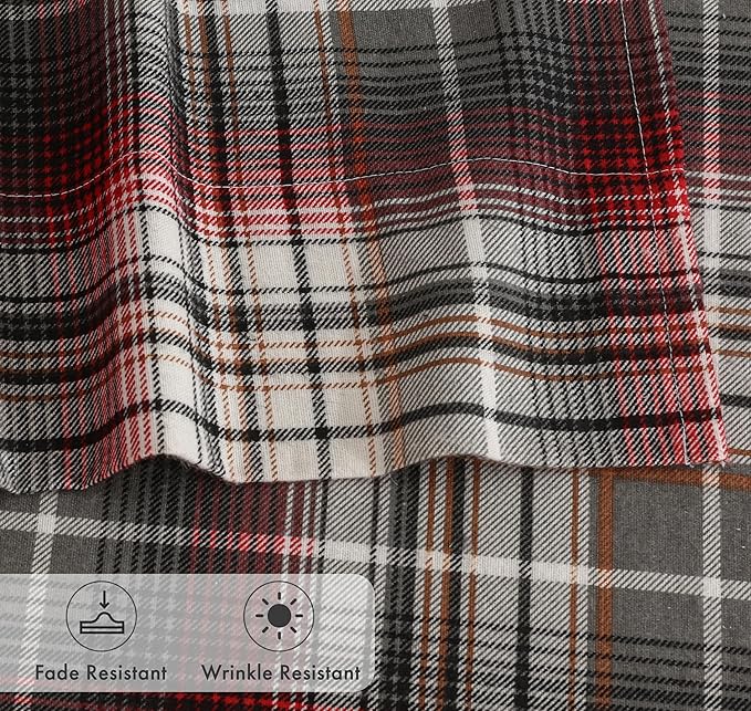 RUVANTI Flannel Sheets Twin Size - 100% Cotton Double Brushed Twin Sheets Set, Deep Pockets 16 Inches, All Seasons Breathable & Extra Soft Bed Sheets, Warm & Cozy, 3 Piece, Halloween Check