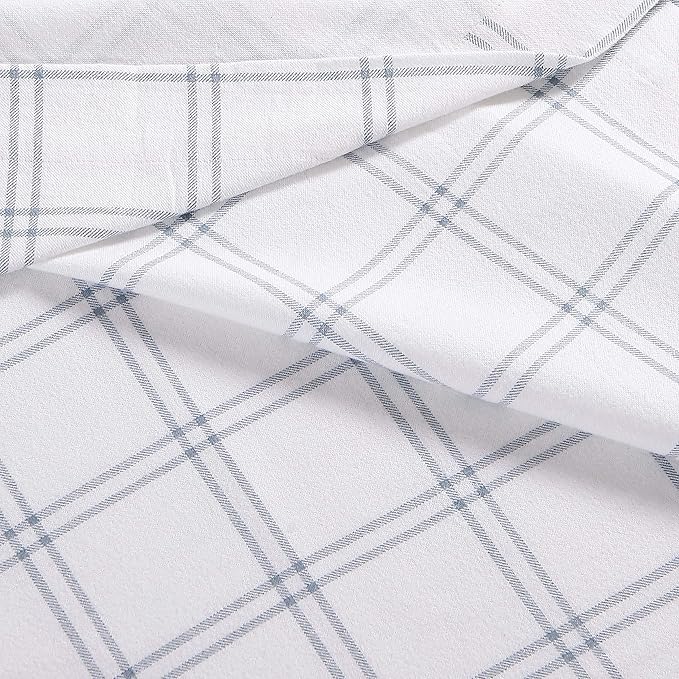 Eddie Bauer - Flannel Sheets King Size, Anti-Pilling & Wrinkle Resistant Cotton, Touchably Soft for All-Season Comfort - Bed Sheets with Matching Pillowcases & Fitted Sheet (Westridge Plaid Blue)