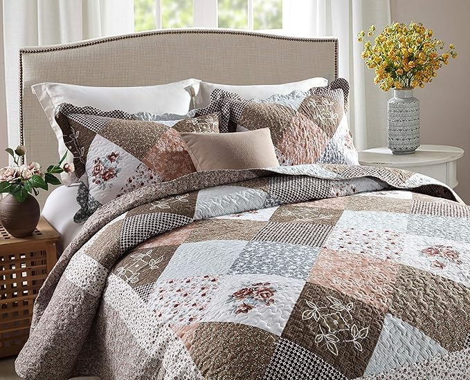Travan 3-Piece King Quilt Sets with Shams Oversized Bedding Bedspread Reversible Soft Coverlet Set, King Size