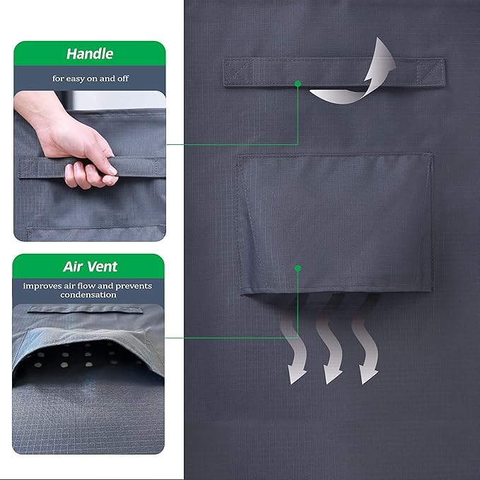 F&J Outdoors Heavy Duty Waterproof Anti-UV Rip-stop Fabric Extra Large Patio Furniture Covers, Grey, 140"x86"x30.5"