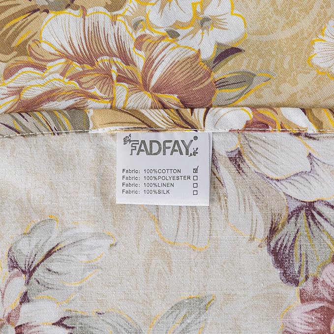 FADFAY Duvet Cover Set Full Tan Peony Floral Bedding Shabby Brown Flower Comforter Cover Set Vintage Farmhouse Bedding 100% Cotton Soft Quilt Cover with Hidden Zipper Closure 3 Pieces, Full Size