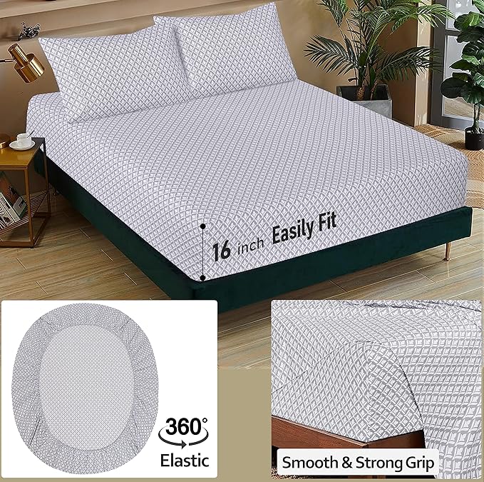 RUVANTI 100% Cotton Twin Sheets Set, 3 Pieces, Soft & Breathable Percale Weave Bedding, Deep Pocket 16", Hotel Standard, Crisp Cool Feel, Durable, Perfect Floral Bed Sheet, Idiomatic Expression