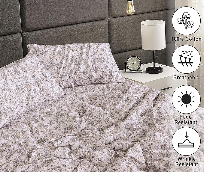 RUVANTI Flannel Sheets Queen Size - 100% Cotton Double Brushed Bed Sheets, Deep Pockets 16 Inches Queen Sheet Set, All Seasons Breathable & Extra Soft - Warm & Cozy, 4 Piece, Shallow
